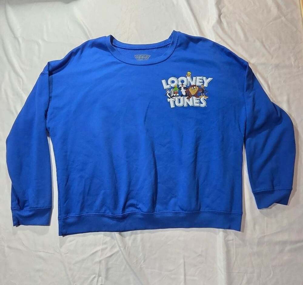 Looney Tunes Blue Graphic Sweatshirt That's All Folks Women's XL